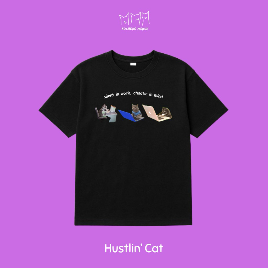 kaos meme kucing "hustlin' cat" | T-shirt meme lucu unisex
