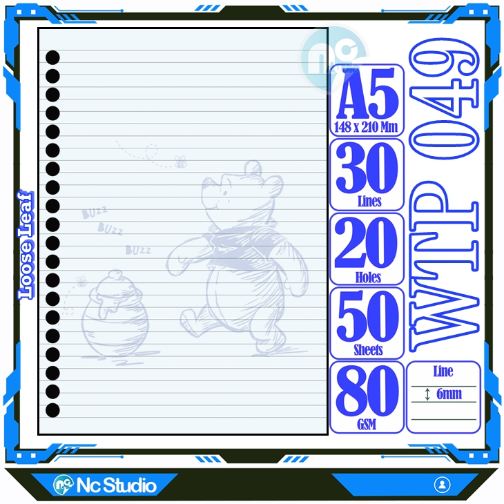 

Loose leaf Kertas binder A5 Isi 50 Lembar Polos karakter Winnie The Pooh Beruang Kuning icon lucu kartun autestic autestik Estetik Buku Refil isi ulang lucu warna warni bergambar garis Repil Vol-4