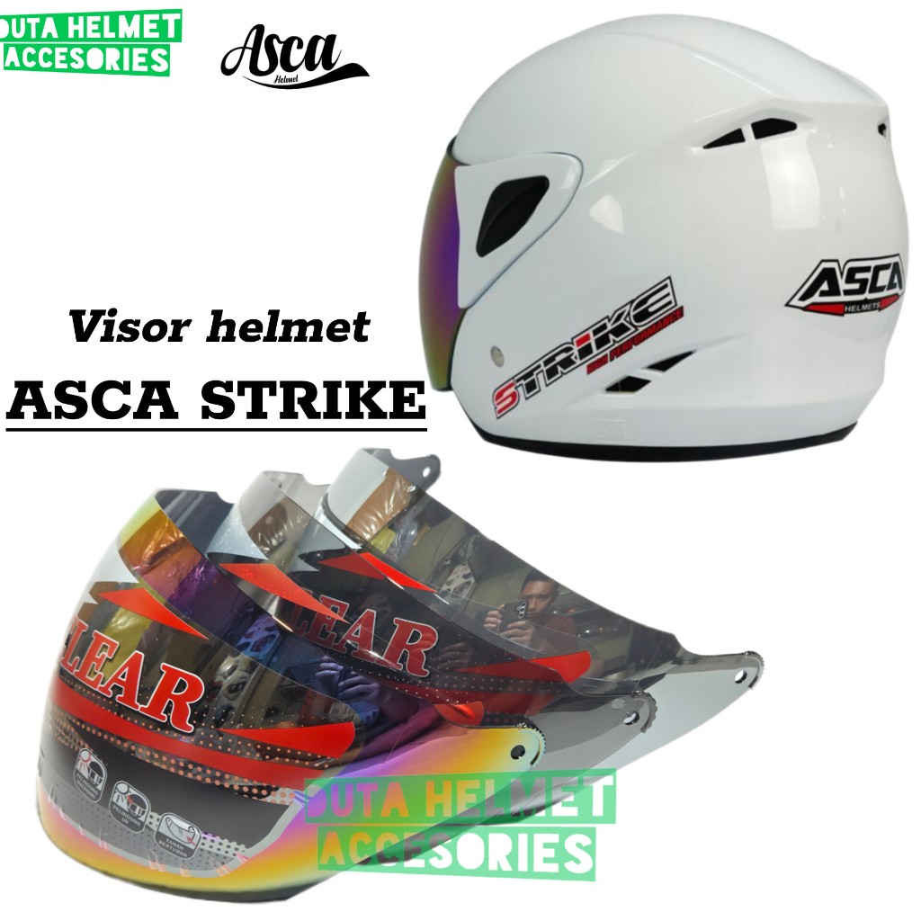 Kaca helm ASCA STRIKE | visor helmet asca strike warna bening hitam smock silver pelangi