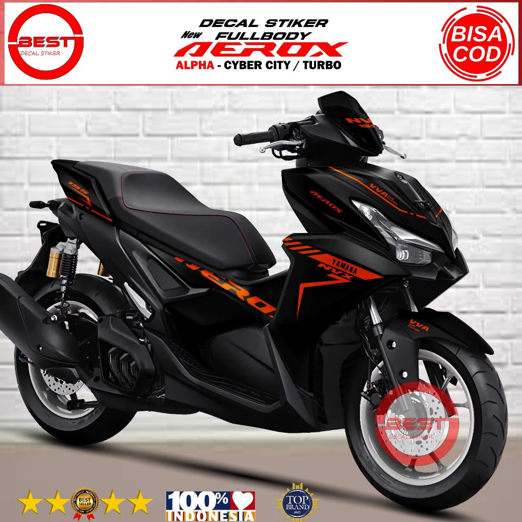 Decal Stiker Full Body Aerox Alpha-Cybercity/Turbo 2025 Motif NVX Hitam - Variasi Keren Aerox Alpha