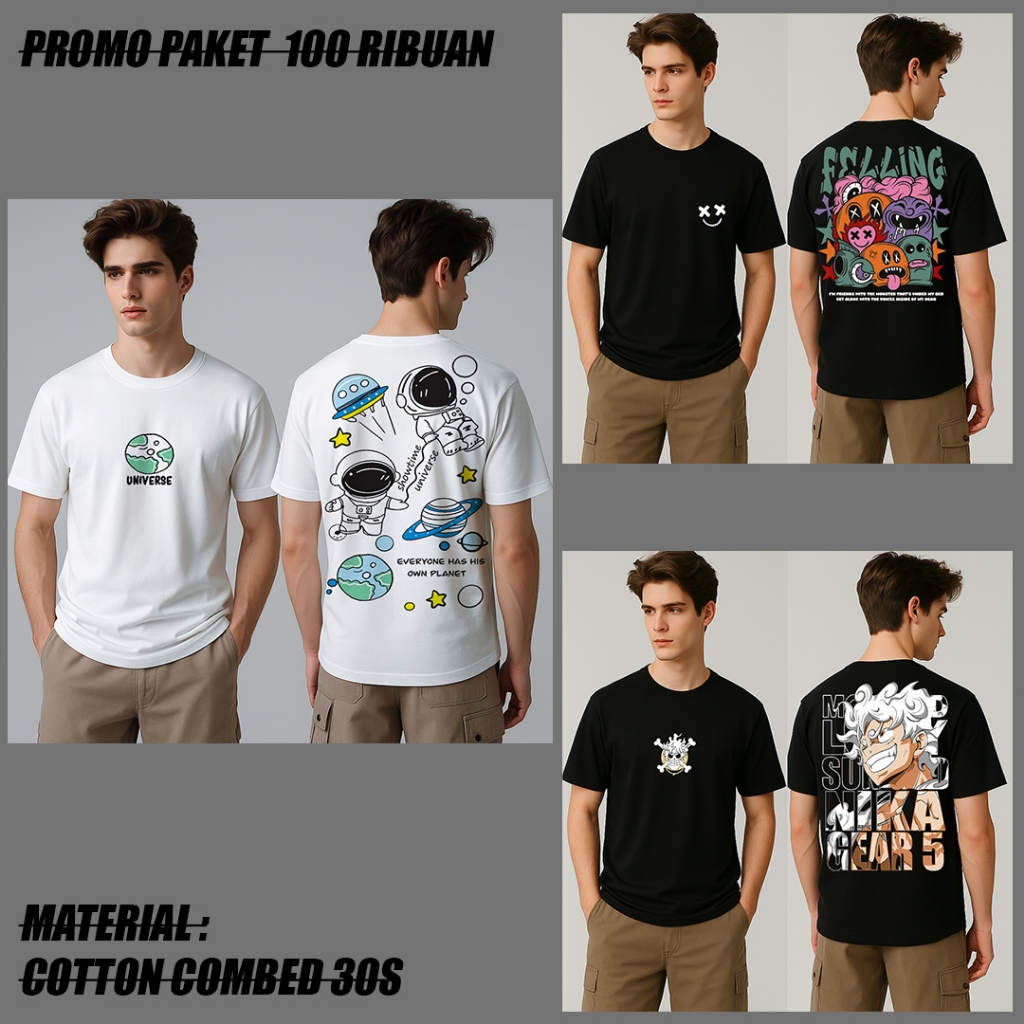 Kaos Oversize Pria Murah Kaos 3 pcs 100rb  Kaos Oversize 3 pcs 100 Ribu Kaos 3pcs Pria Kaos Kekinian