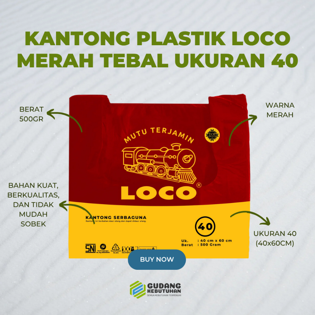 Kantong Plastik HD Loco Merah Tebal Ukuran 40