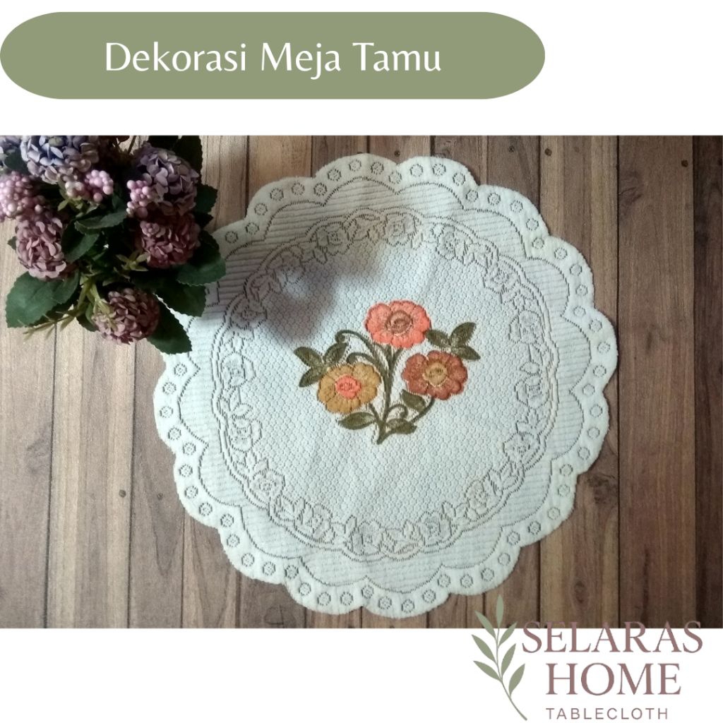 Taplak Meja Tamu Kecil Bentuk Bulat taplak meja sudut taplak meja kecil placemat Ukuran 40cm