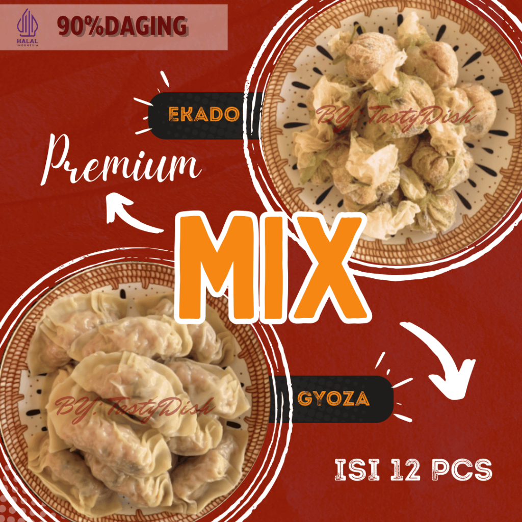 

Tasty Dish GYOZA EKADO Premium Mix | 12 pcs/pack | Ayam Udang | Maknan Beku Olahan