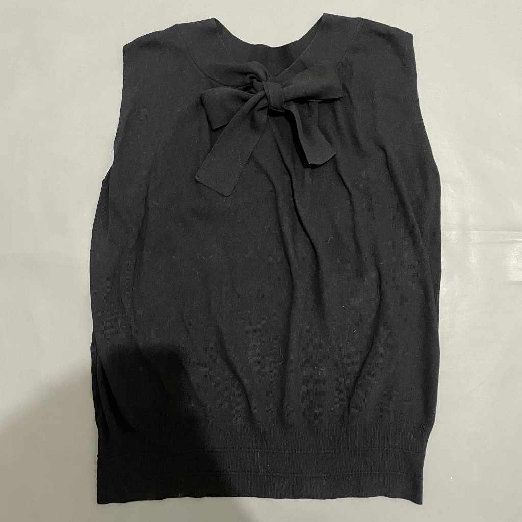 DEWASA A118 (ROPE PICNIC ORI, PRELOVED) Baju Atasan Blouse Lengan Tangan Kutung Leher V Neck Tali Ik