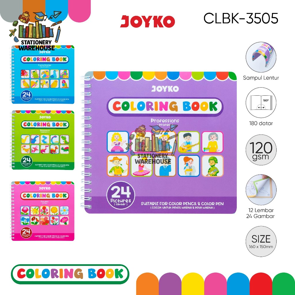 

Buku Mewarnai JOYKO Coloring Book CLBK-3505 24 Gambar Per Buku