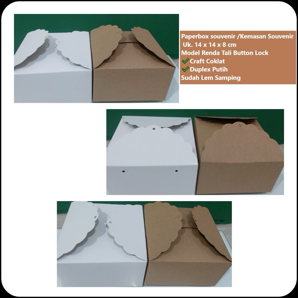 

Paperbox Souvenir/Kemasan Souvenir Uk. 14 x 14 x 8 cm Duplex Putih