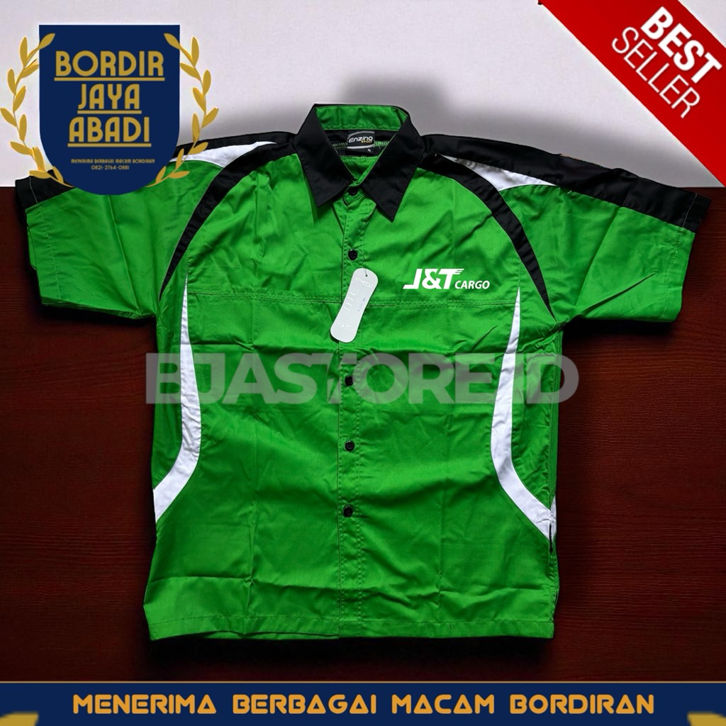 Kemeja JNT Cargo Hijau Kombinasi