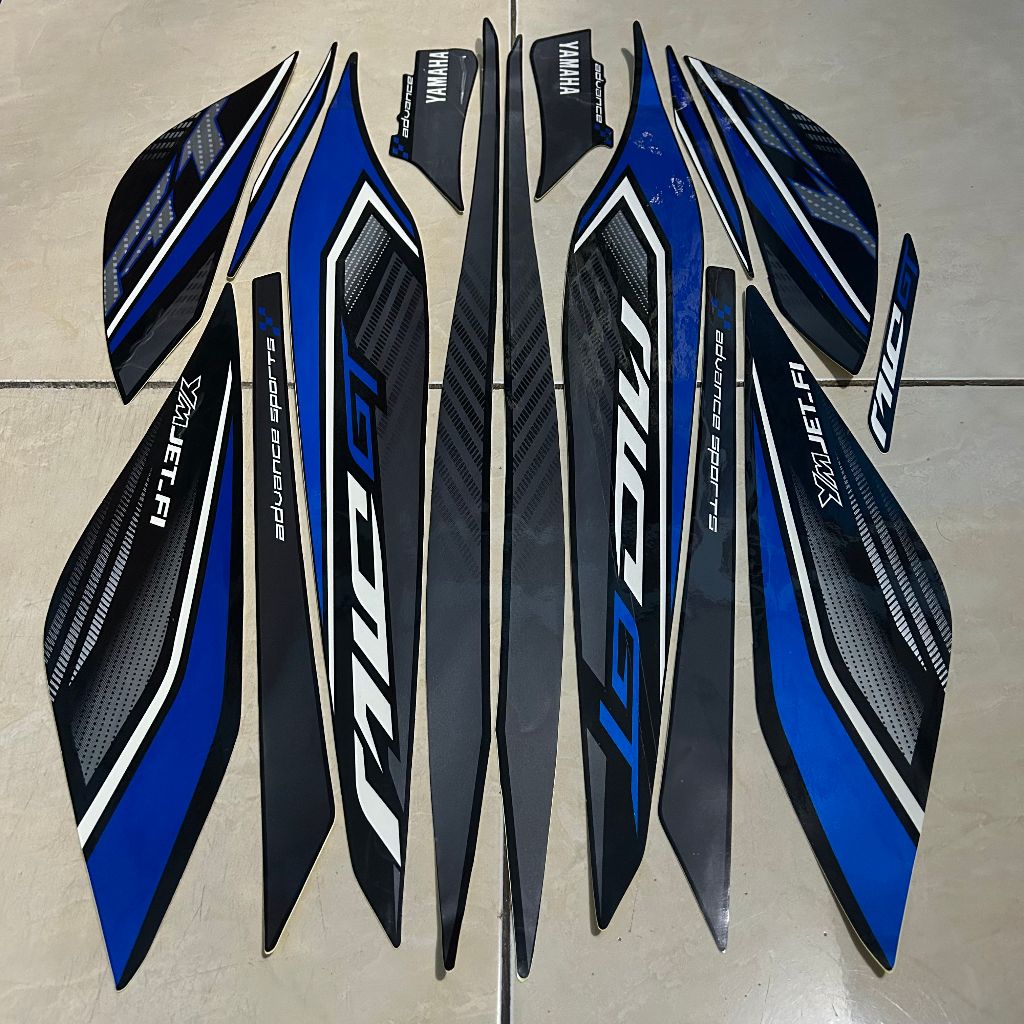 stiker striping yamaha mio gt 2013 hitam biru lis body standar berkualitas original