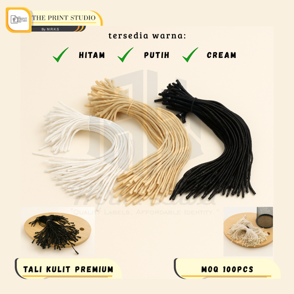 

[Isi 100pcs] Tali Hangtag Kulit 19cm – Warna Hitam Putih Cream | Ready Stok Harga Terjangkau