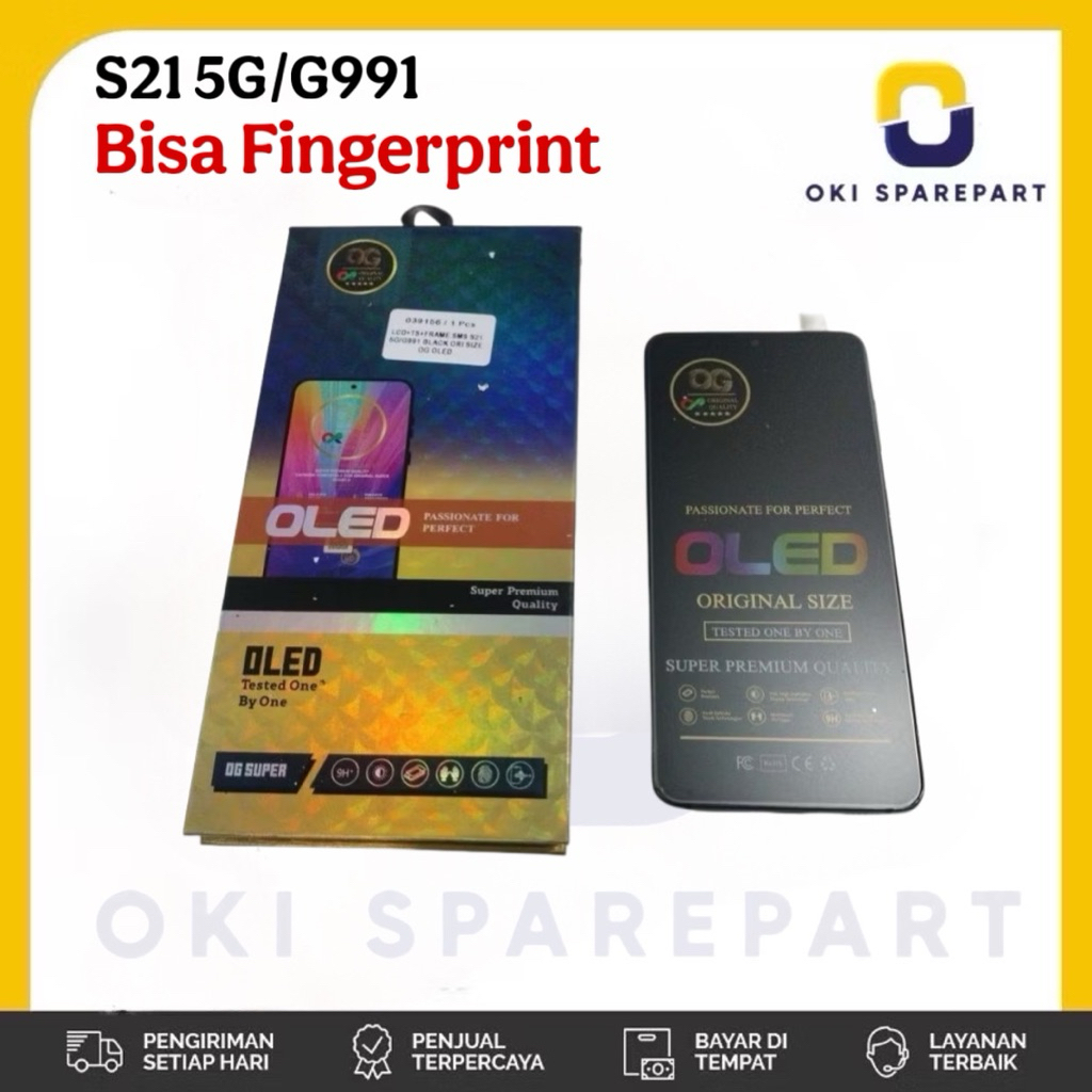 LCD Samsung S21 5G/G991 OLED OG SUPER Original Fullset Frame Bisa Fingerprint