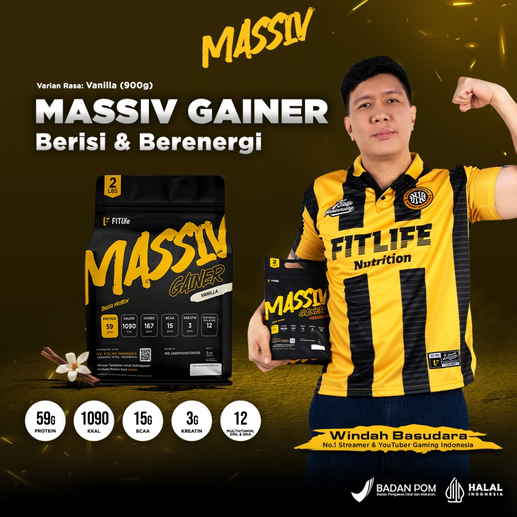Fitlife Massiv Gainer 2 lbs 900 gram Susu Tinggi Kalori & Protein