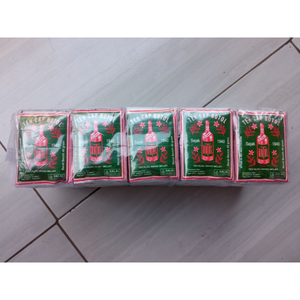 

Teh cap botol hijau 40 gram isi 10 pcs/teharomamelati
