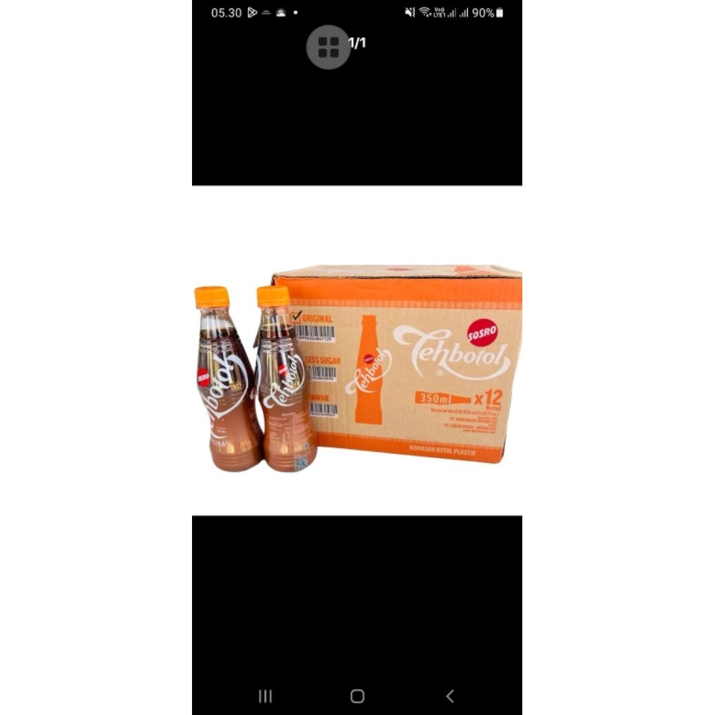 

TEH BOTOL TEH BOTOL ORIGINAL SOSRO 350ML ISI 12 BOTOL 1 DUS