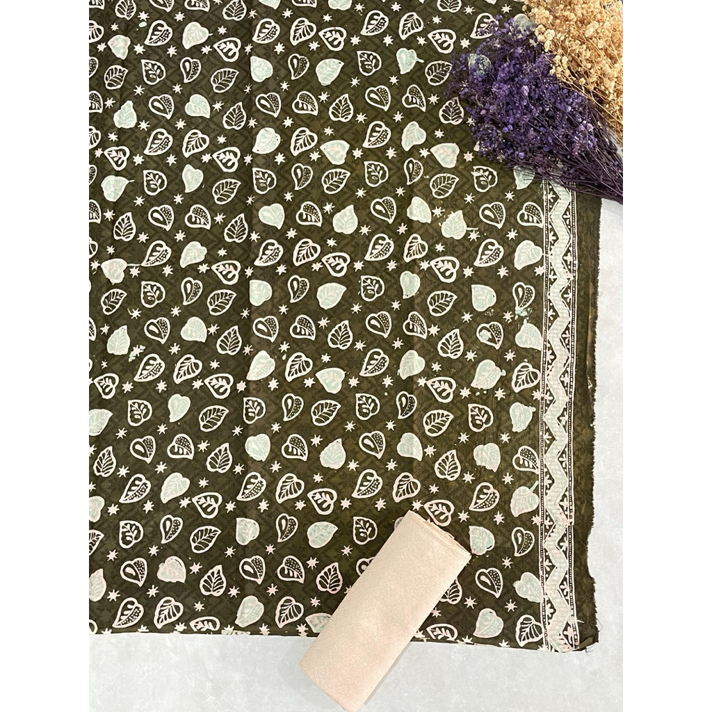 Kain batik doby cap lasem pastel set dengan doby polos