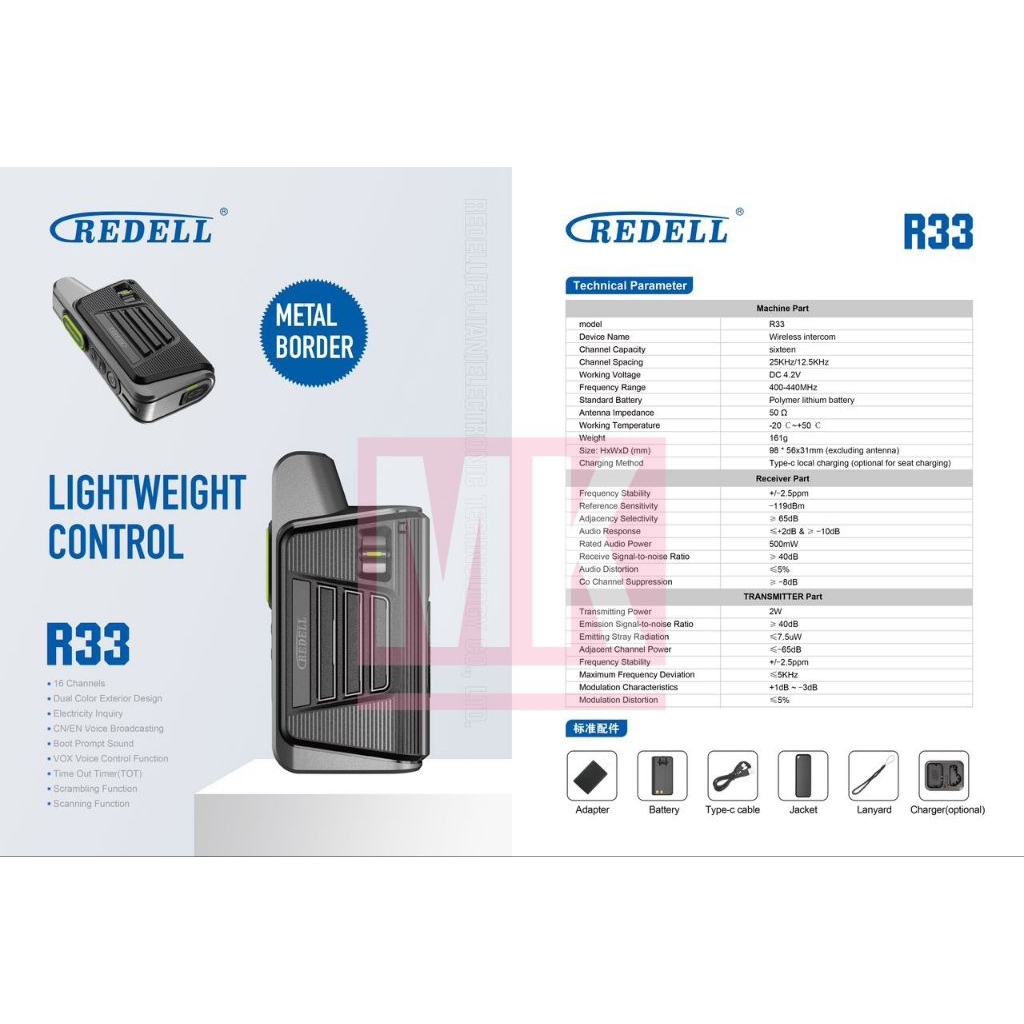 HT REDELL R33 UHF 400MHz Support Copy Frekuensi