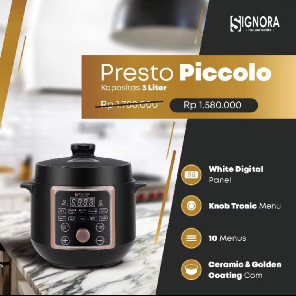 PRESTO PICCOLO SIGNORA 3 LITER SIGNORA BERHADIAH LANGSUNG /PRESTO LISTRIK