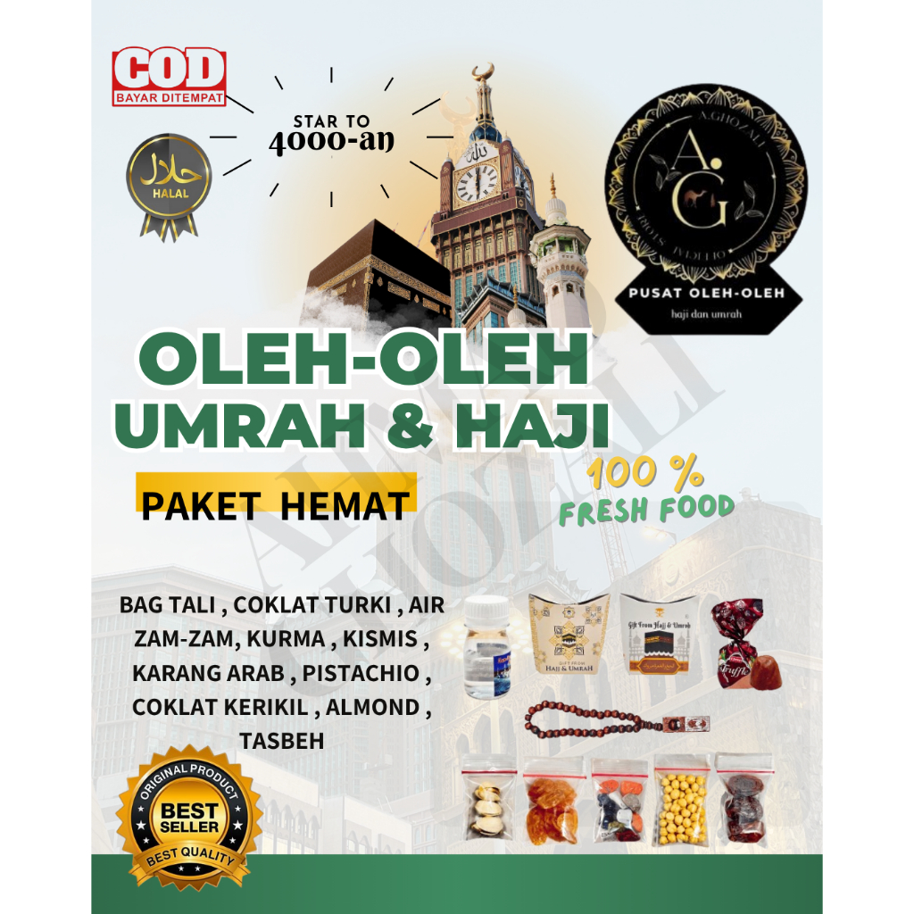 

PAKET MURAH DAN HEMAT OLEH-OLEH UMRAH DAN HAJI TERMURAH II SELALU FRESH II MURNI DAN TERBAIK