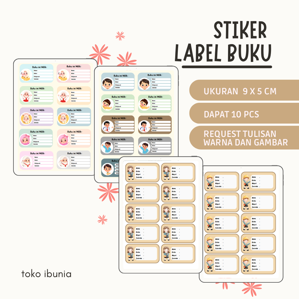 

Stiker Label Buku Custom Isi 10pcs - Label Nama Kelas Mapel dan Nama Sekolah