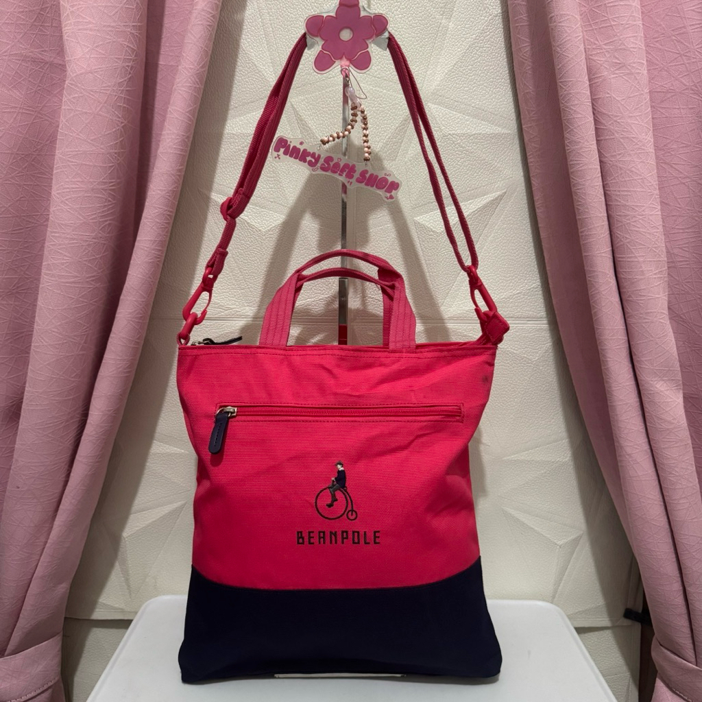 tas sling bag beanpole. tas selempang kanvas. tas fusia pink