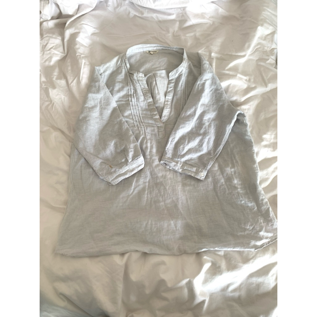 Blouse Strip Oversize Baby Blue