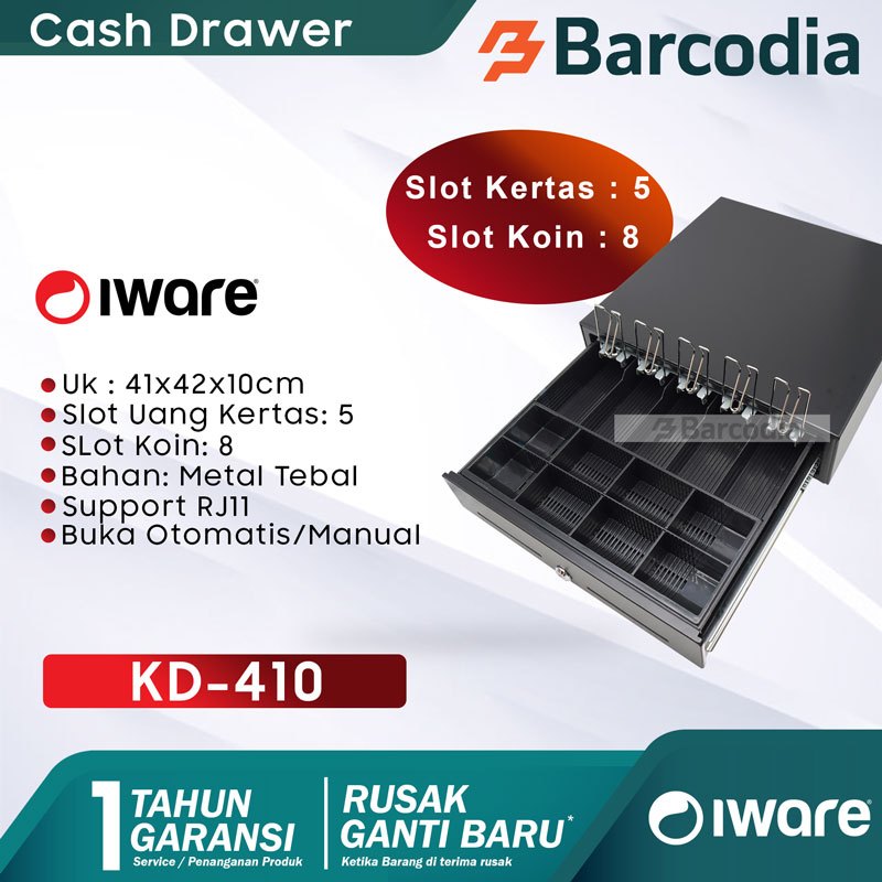 BARCODIA Cash Drawer Iware KD-410 RJ11 41x41,5x10 Cm