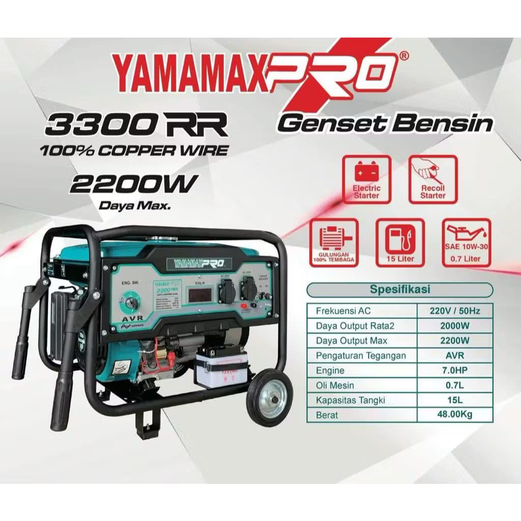 Genset YAMAMAX PRO 3300 RR / Generator 4 tak YAMAMAX PRO TYPE 3300 daya 2200 watt