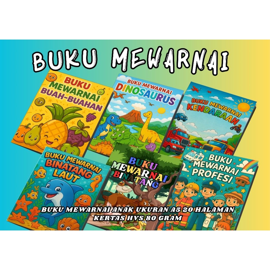 

Buku Mewarnai Anak | edukasi belajar mewarnai ukuran 148mm x 210 mm