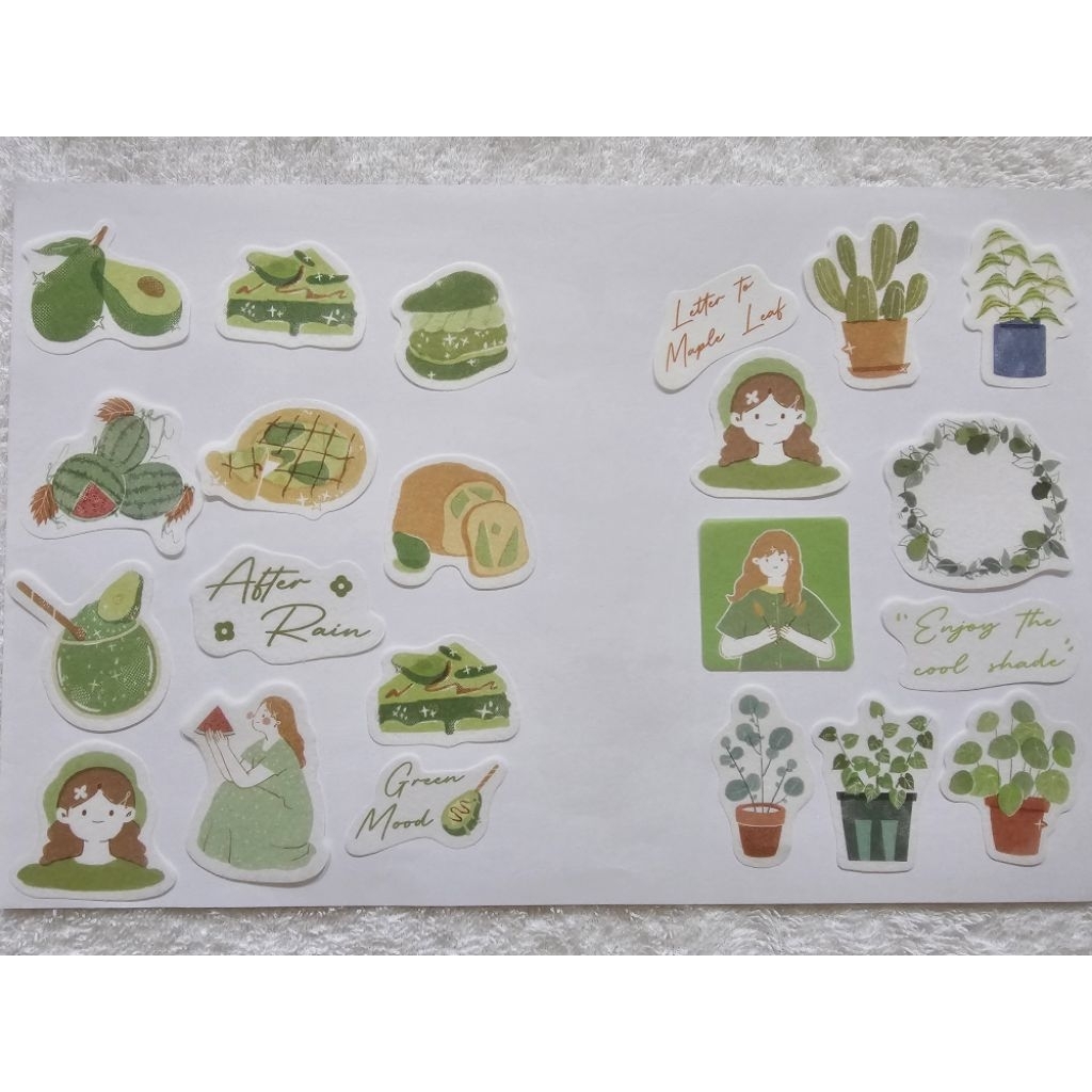 

(Baca Deskripsi) Letter To Maple Leaf Green Spring Theme Sticker Flakes
