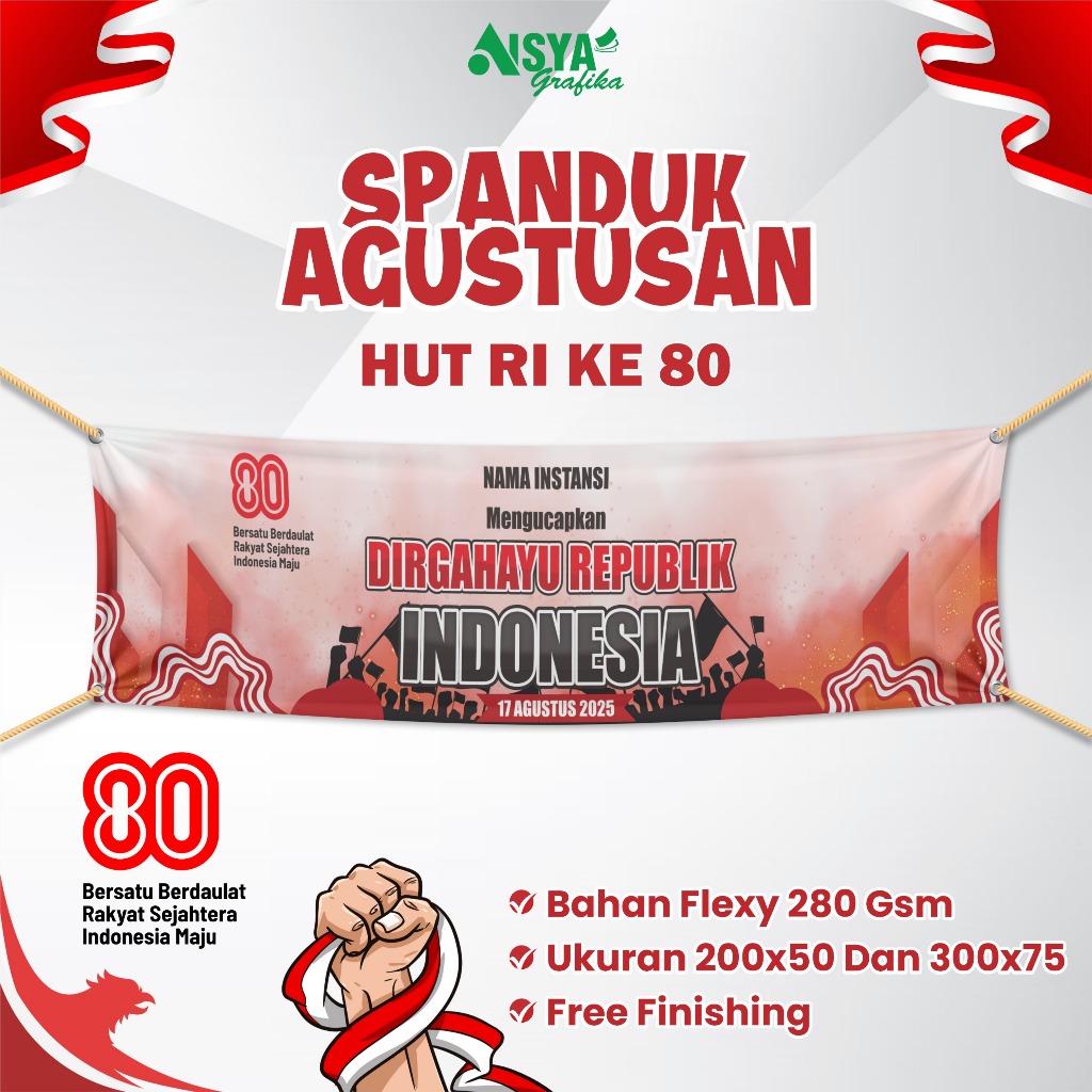 Banner 17 Agustus / MMT / spanduk / backdrop custom HUT RI 80 Tahun 2025 kemerdekaan RI