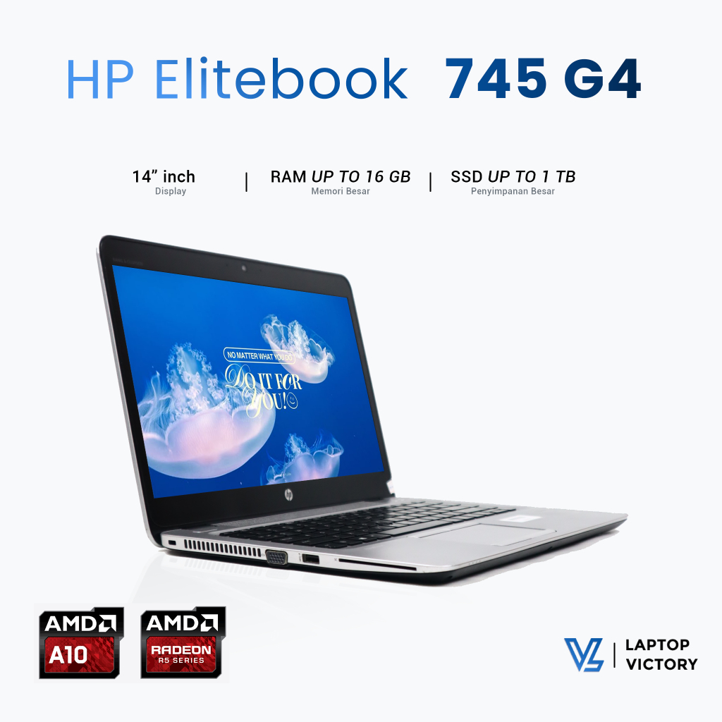 Laptop HP 745 G4 AMD Pro A10 | Laptop Kuliah / Kerja / Sekolah - Second Like New & Bergaransi