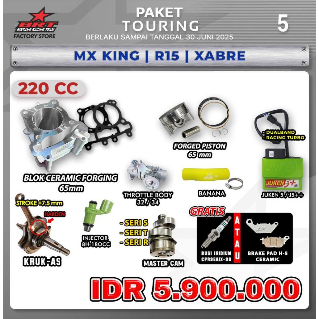 PAKET TOURING BRT MX KING/R15/XABRE // PAKET BLOK PISTON KRUK AS MX KING BRT