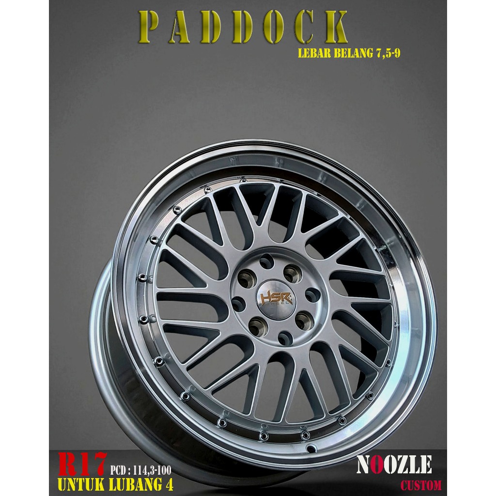 Velg Celong R17 Lubang 4 Pelek Racing HSR Lebar Belang Ring 17 Type HSR Paddock Pelek Mobil City Vio