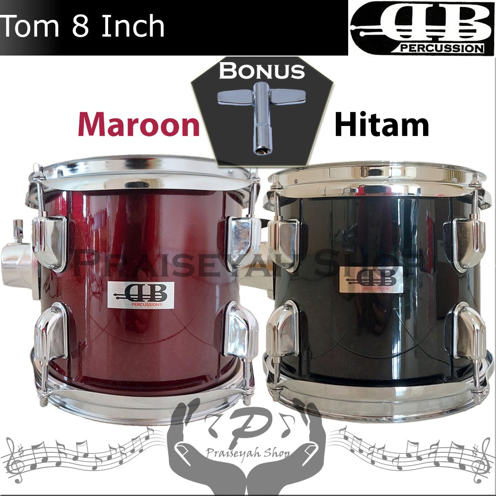 DB Percussion Tom-Tom Drum 8 Inch 8x7 Original Hitam Maroon
