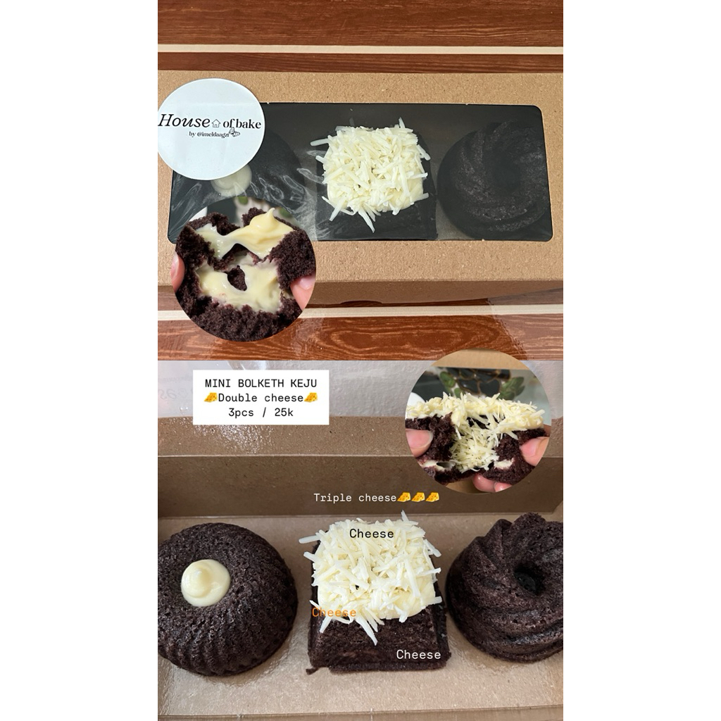 

mini bite bolu keten hitam keju lumer full keju gluten free