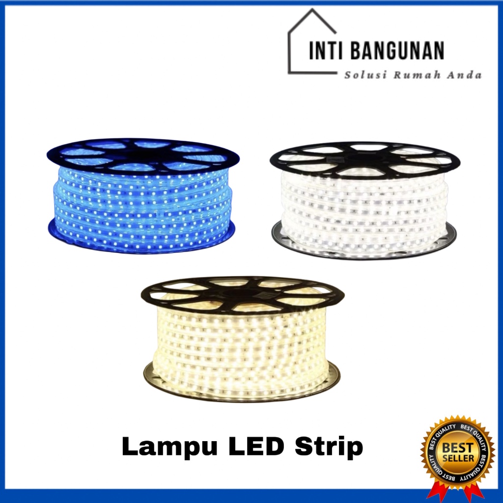 Lampu LED Strip Putih Kuning Biru 5050 SMD 220V Meteran Per Meter Lampu Hias Lampu Plafond Lampu Sel