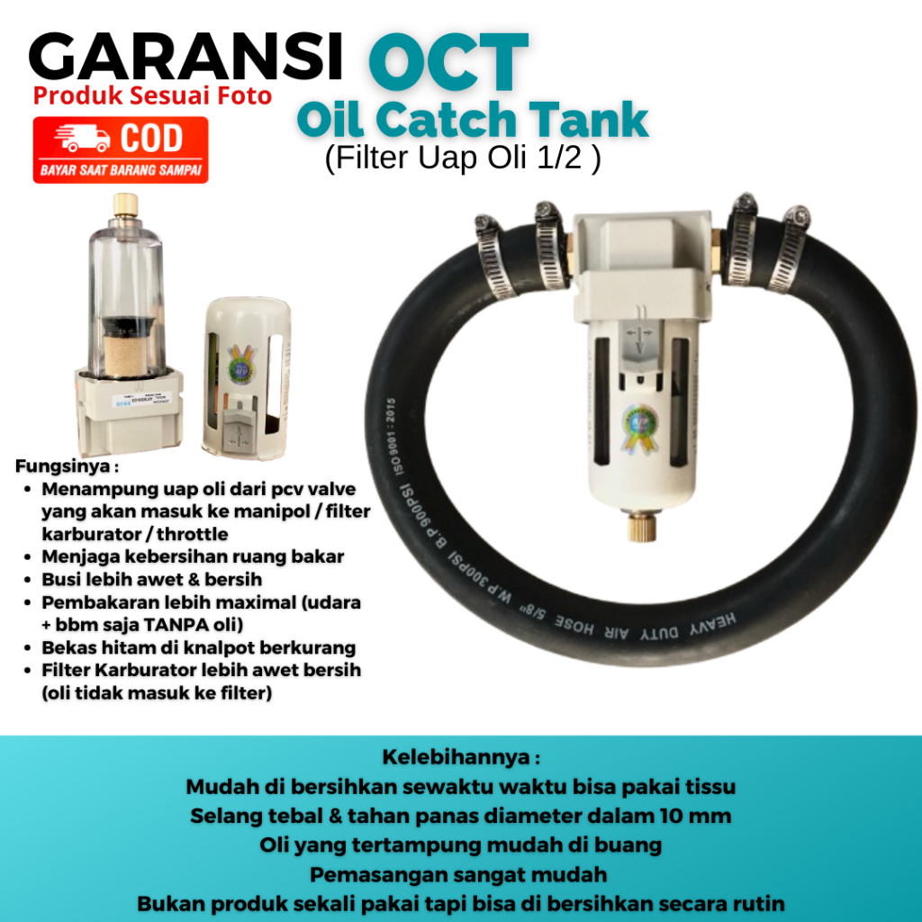 OCT 14 MM Ukuran 1/2 Inch Filter Uap Oli Mesin OCT Oil Cath Tank Variasi Sparepat Mobil Penampung Ua