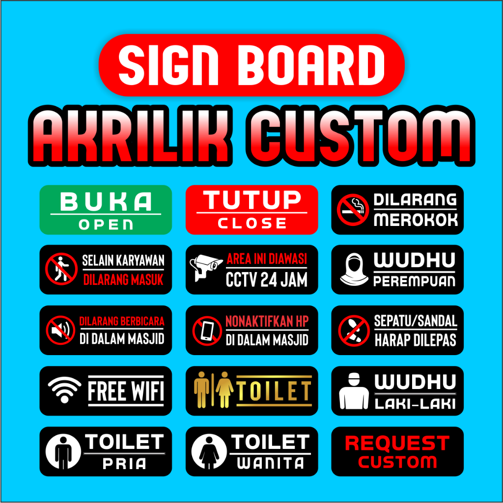 

Papan Ruangan Akrilik Custom Glow In the Dark Reflektif Hologram