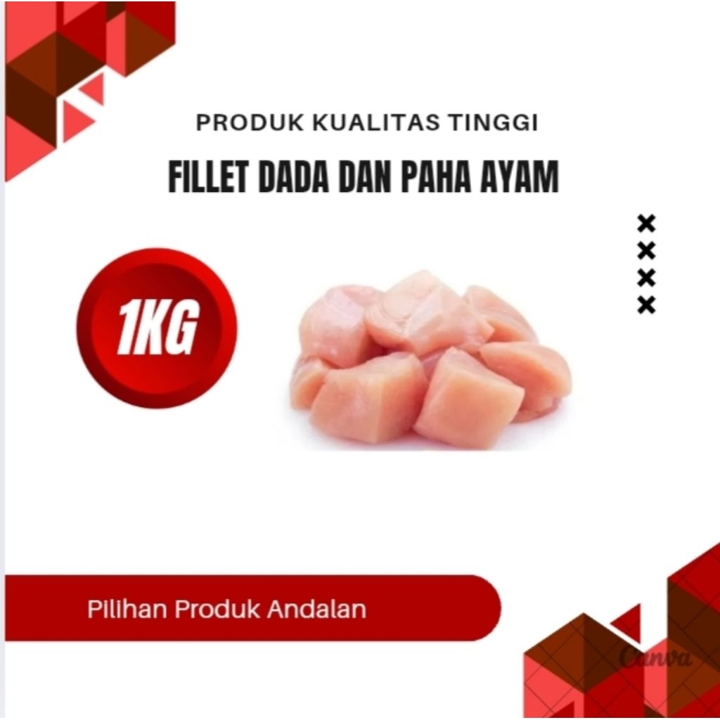 

AYAM FILLET TANPA LEMAK DAN KULIT, BONELES DADA PAHA, 1 KG, AYAM