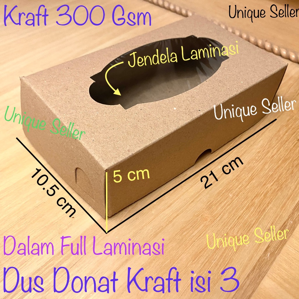 

[Isi100] Dus Donat isi 3 Uk 21x10.5x5 KRAFT Jendela FULL Laminasi 300 Gram / Dus Box Kotak Dos Hampers 21x10.5x5 KRAFT Window Laminasi 300 Gsm / Dus Box Kotak Packing Olshop 21x10.5 x 5 / Dus Box Kotak 21 x 10.5 x 5 / Dus Box Kotak Donat