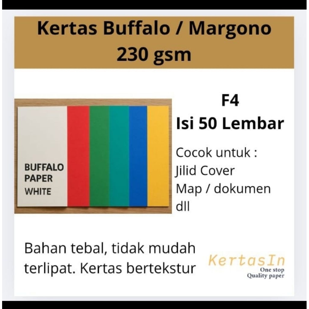 

Kertas Buffalo 230 gsm F4 Isi 50 Lembar | Tebal Tekstur Serat – Cocok Untuk Sertifikat, Map, Cover, Undangan