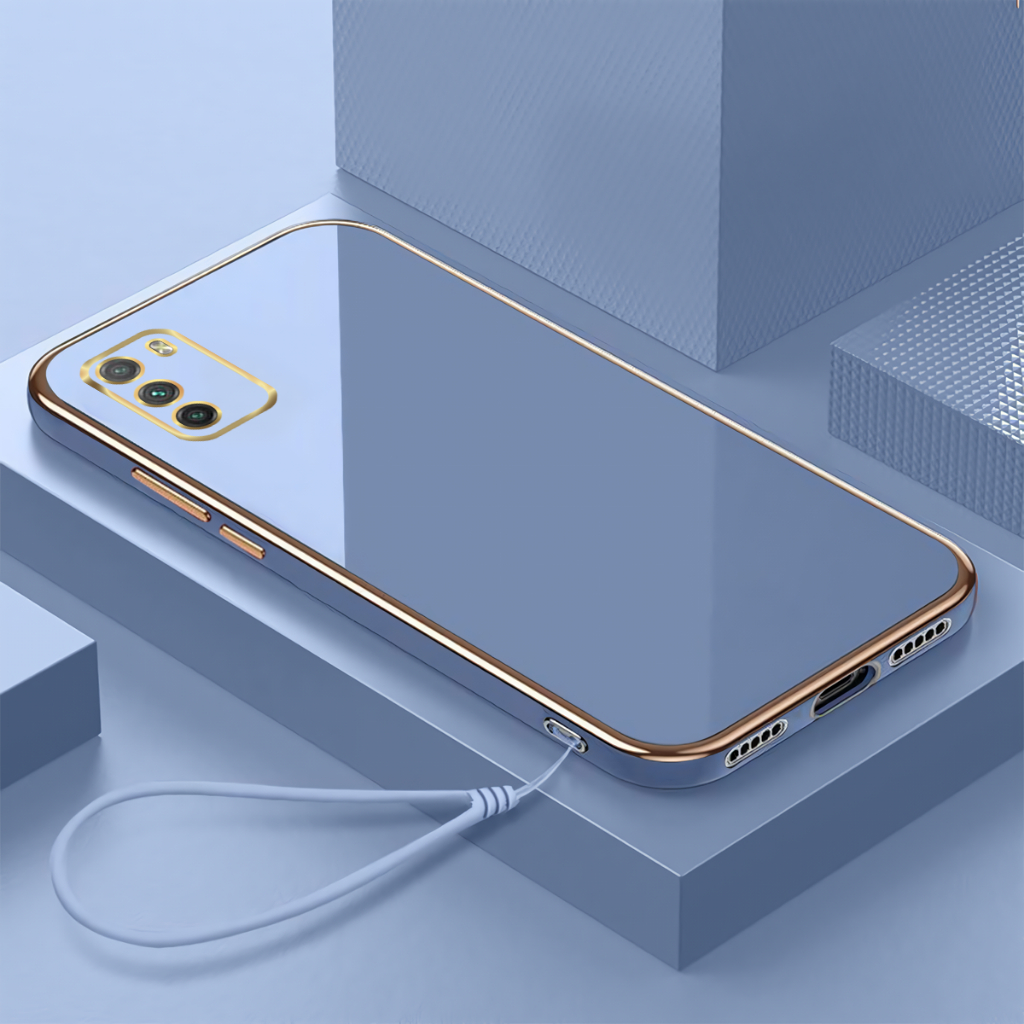 Softcase Xiaomi Poco M3 Case Luxury Plating Silicone Lanyard