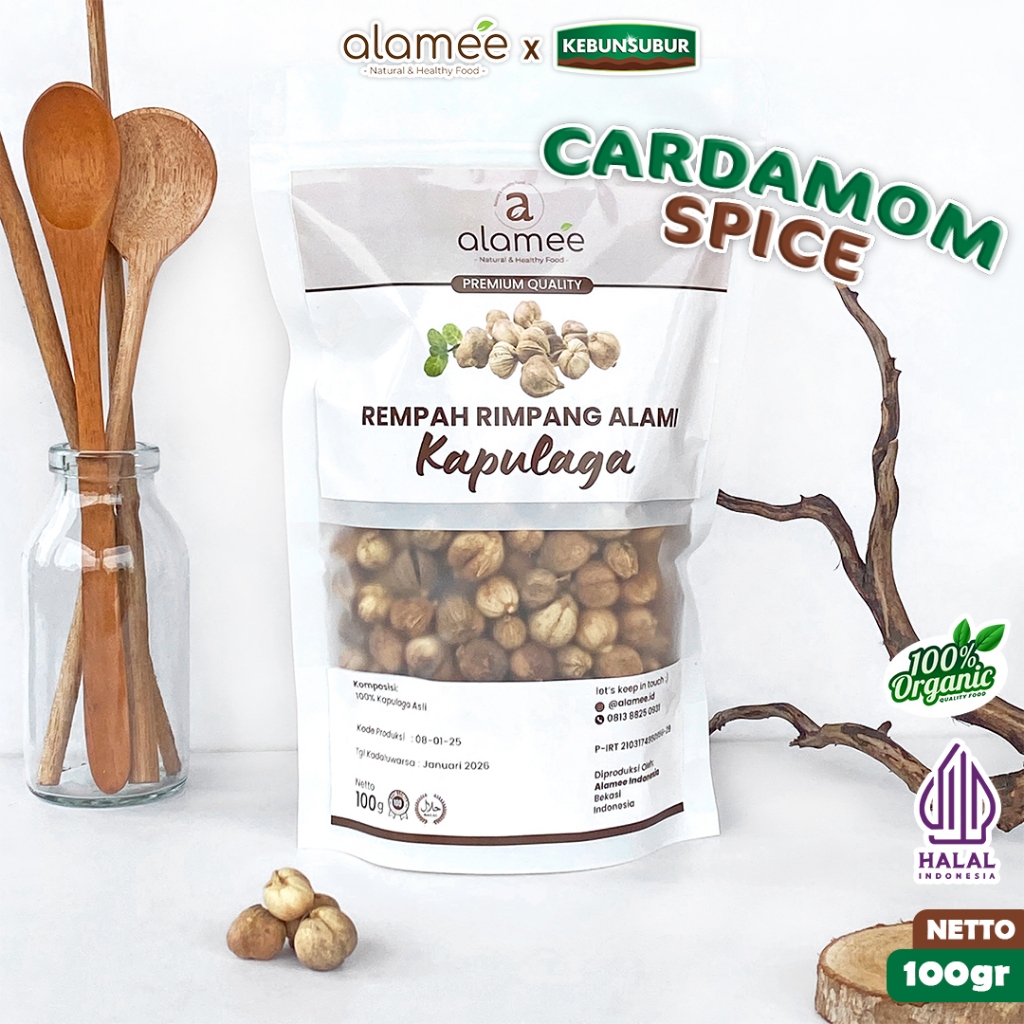 

ALAMEE Kapolaga Kering Kapulaga Lokal Cardamom Kapol Spice Rempah Rimpang Organik 100gr Kebunsubur