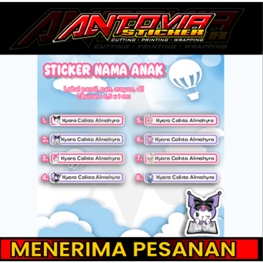 

Stiker Chromo + Label Alat Tulis Anak Ukuran A5 (isi 25 pcs lebih) + Bisa Custom
