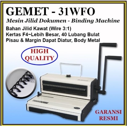 Gemet 31WFO mesin jilid binding kawat 3:1 size kertas f4 bulat