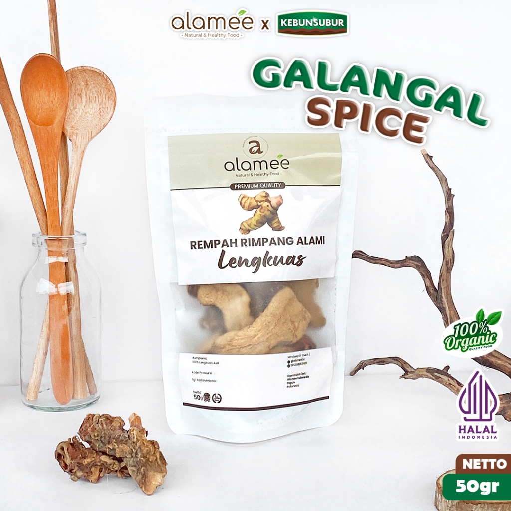 

ALAMEE Lengkuas Kering Dried Galangal Iris Rempah Rimpang Organik Alami Spice 50gr Kebunsubur