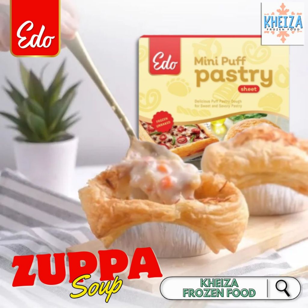 EDO Mini Puff Pastry Sheet Kulit Pastry Zuppa Soup 375GR Siap Pakai - Kheiza Frozen