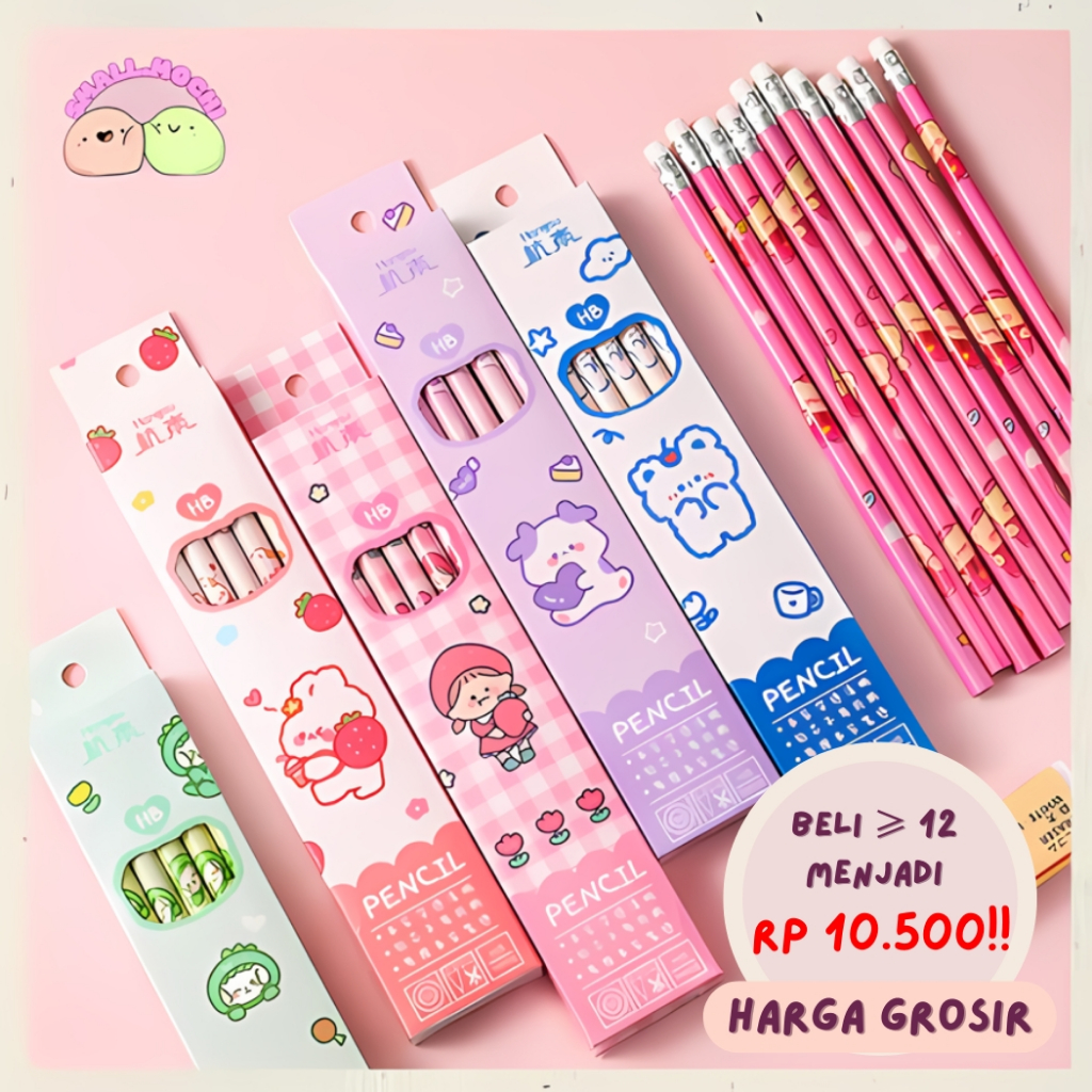 

1 Box (10 Pcs) Pencil Raut / Pensil Karakter Lucu Set Best Seller AT40