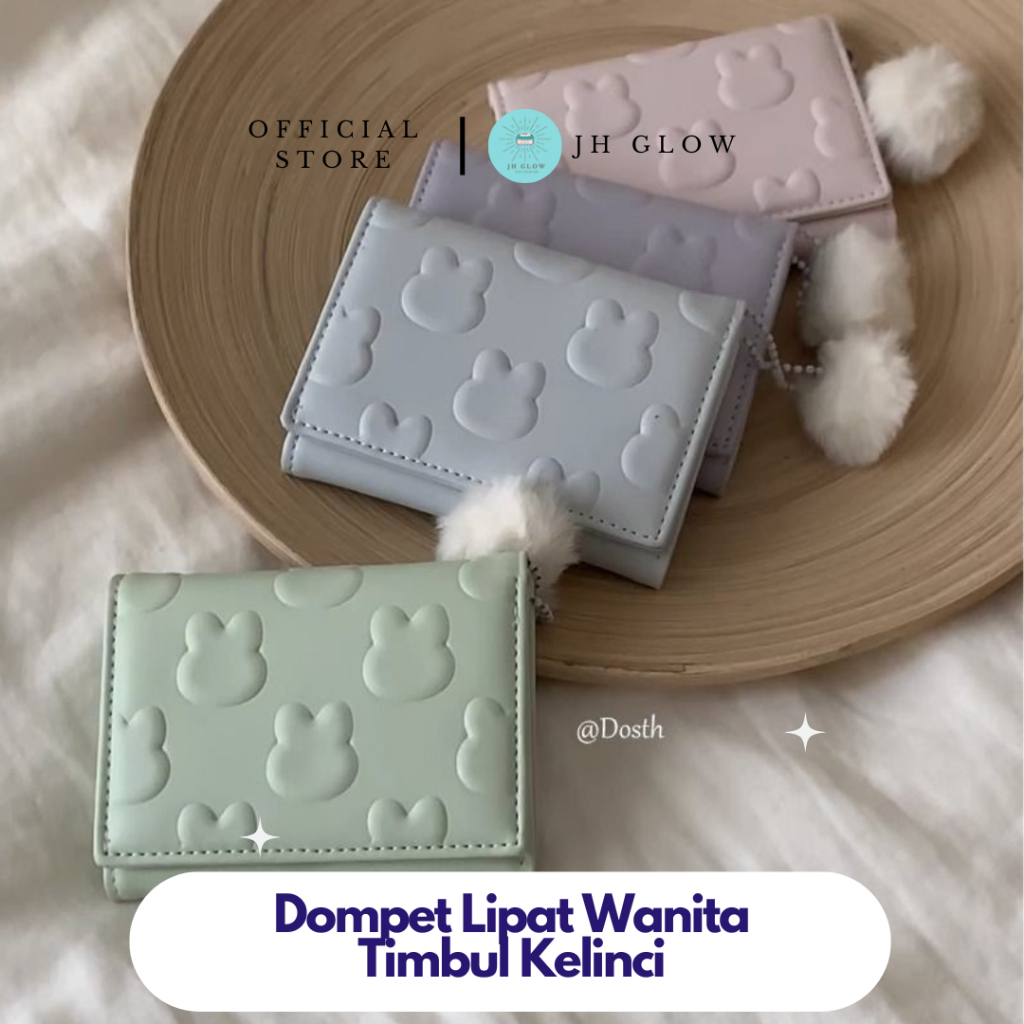 Dompet Lipat Wanita Motif Timbul Bunny Import Dompet Miniso / Girl Wallet