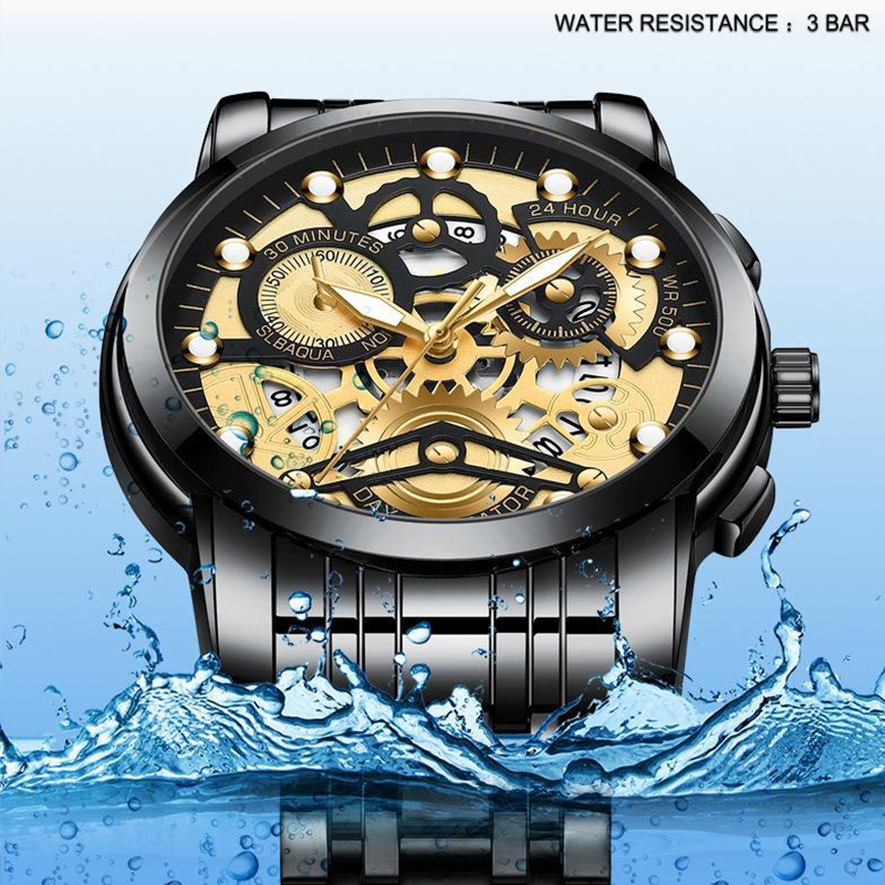 NEW Aokeyo 4088 Jam Tangan Pria Anti Air Original Luxury Stainless Steel Free BOX+Kartu